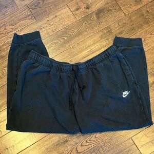 Nike Men’s Black Jogger Sweatpants with White Swoosh